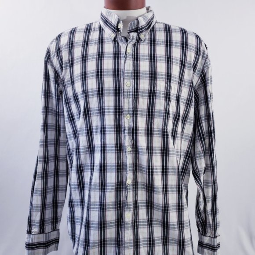 j crew mens shirt button up black plaid tailored‎ f